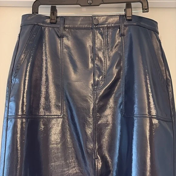 Pistola Alice Utility Faux Leather Navy Midi Skirt - Picture 3 of 5